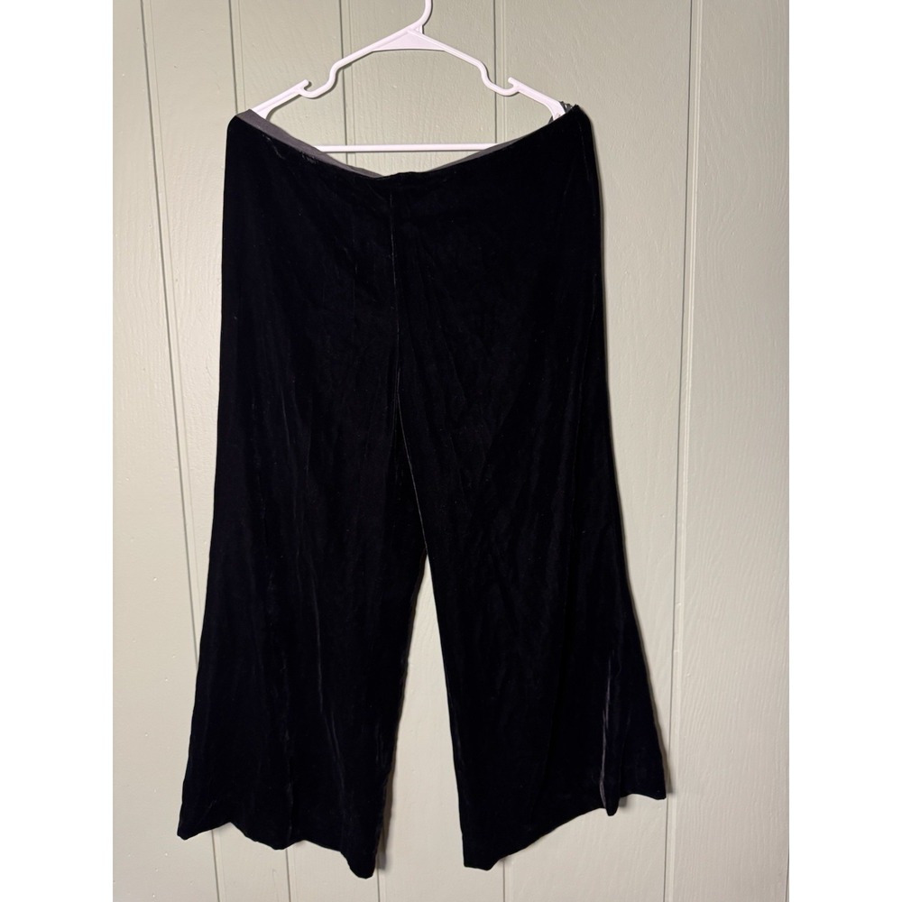 Ralph Lauren Black Label Womens Gaucho Crop Black Viscose Silk Size 12 Velvet